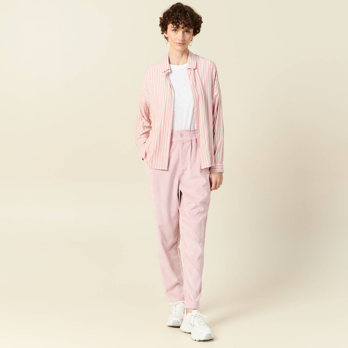 Tregging velours 7/8ème rose pastel femme