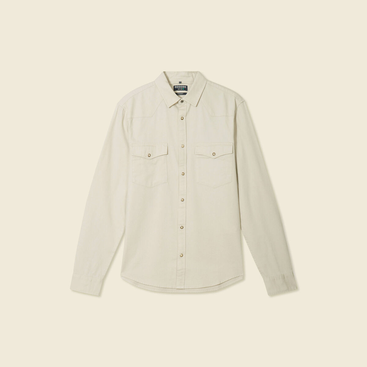 Chemise manches longues beige homme