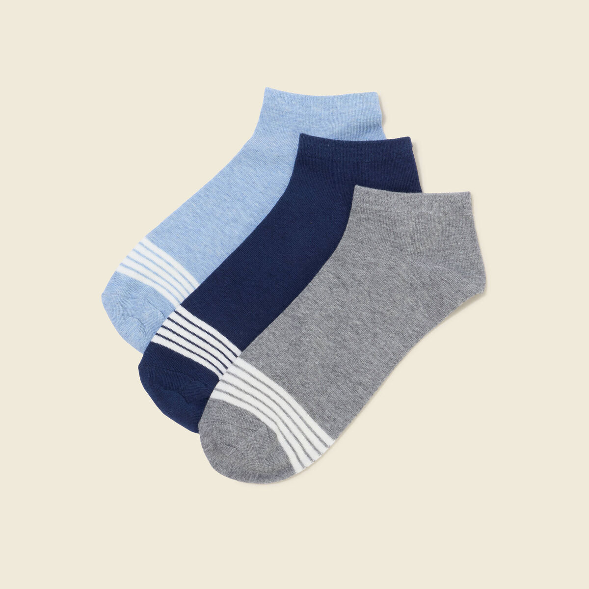 Lot de 3 paires de chaussettes bleu gris homme