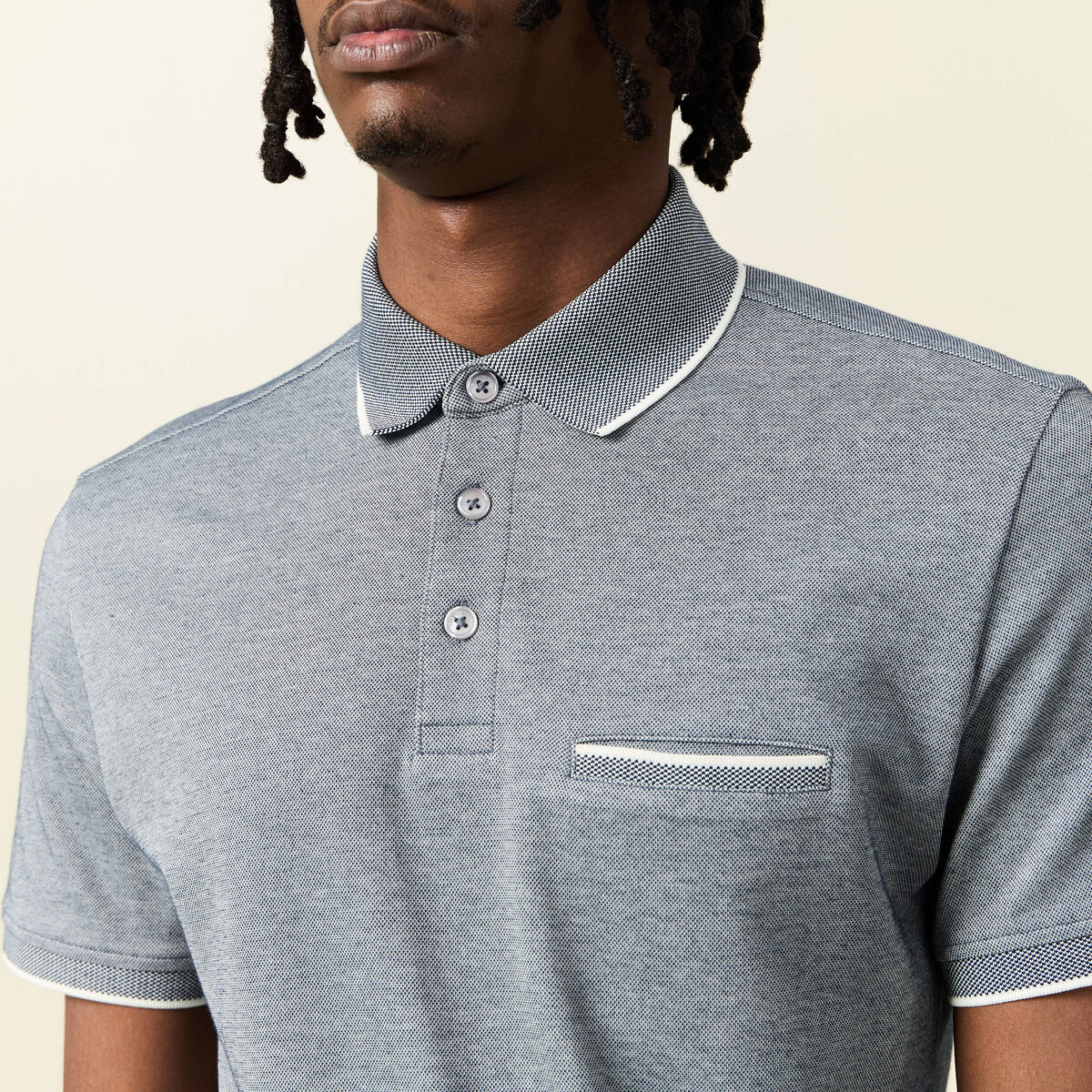 Polo manches courtes bleu marine homme