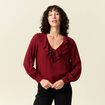 Blouse manches longues rouge fonc&eacute; femme