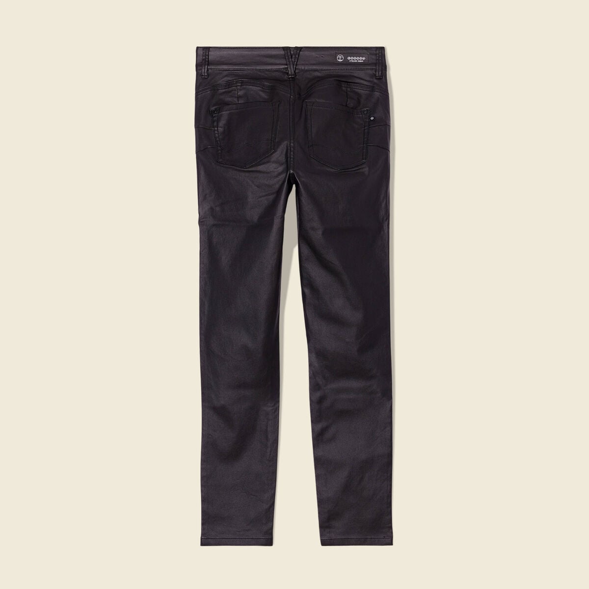 Pantalon skinny enduit push up denim noir enduit femme