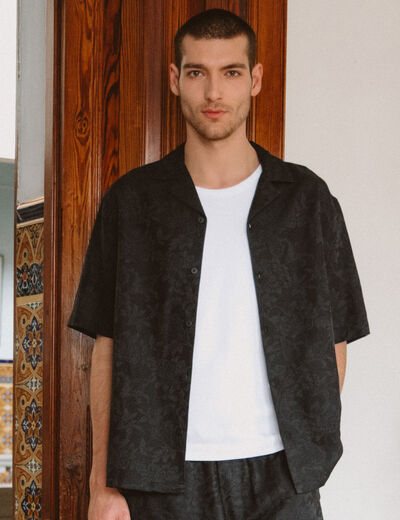 Chemise boyfriend manches courtes noir homme