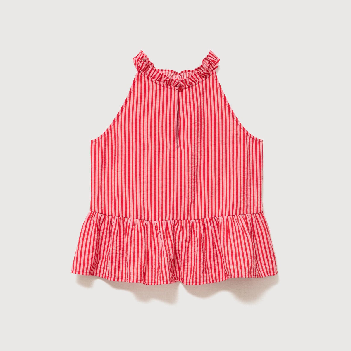 Top droit manches courtes rouge femme