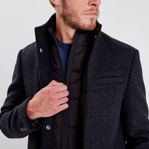 Pardessus droit boutonné gris foncé homme