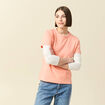 T-shirt cintr&eacute; col rond manches courtes rose corail femme