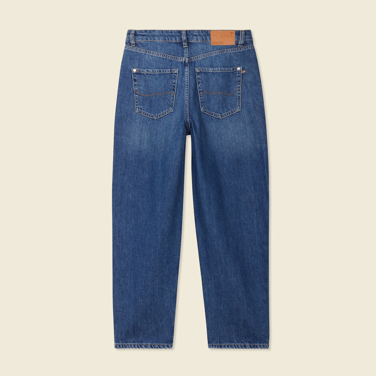 Jeans barrel taille haute denim stone femme