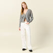 Gilet boutonné à sequins gris femme