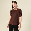T-shirt manches courtes brillant marron femme