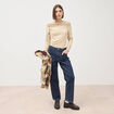 T-shirt ajust&eacute; manches longues bardot beige femme