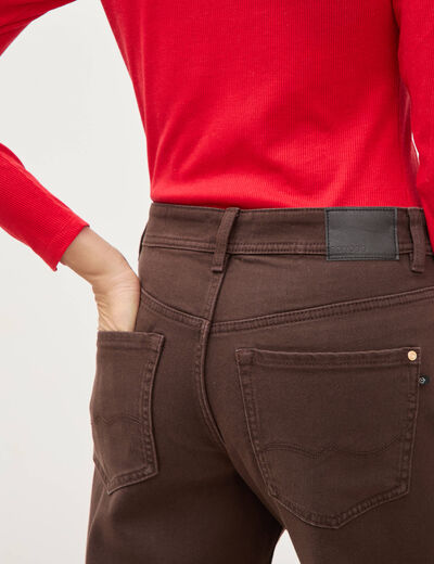 Pantalon wide leg taille standard marron femme