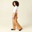 Pantalon large taille haute marron clair femme