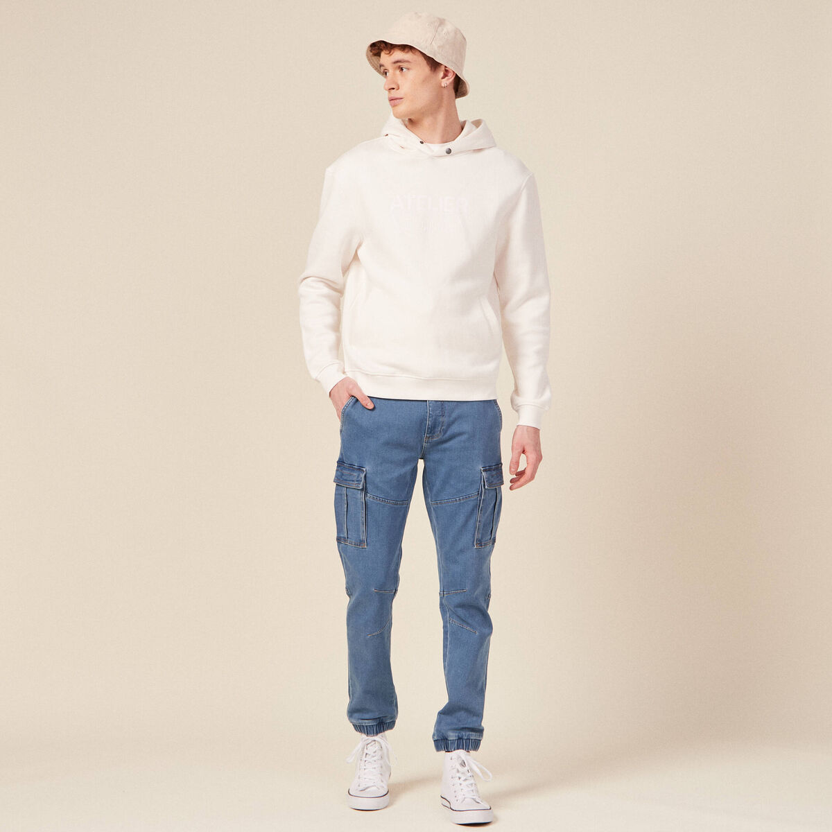 Jeans battle à coulisse denim used homme