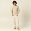 Pull manches longues col rond sable homme
