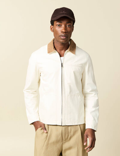 Blouson manches longues en coton ecru homme