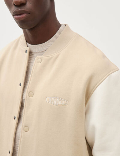 Sweat manches longues brod&eacute; beige homme
