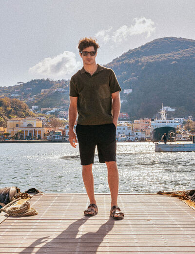 Polo manches courtes vert kaki homme
