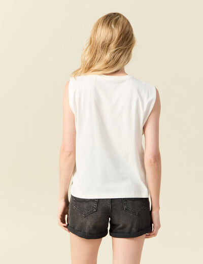 T-shirt sans manches ivoire femme