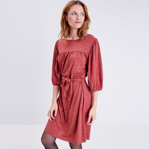 Robe droite ceinturée orange foncé femme
