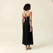 Robe midi droite satin noir femme