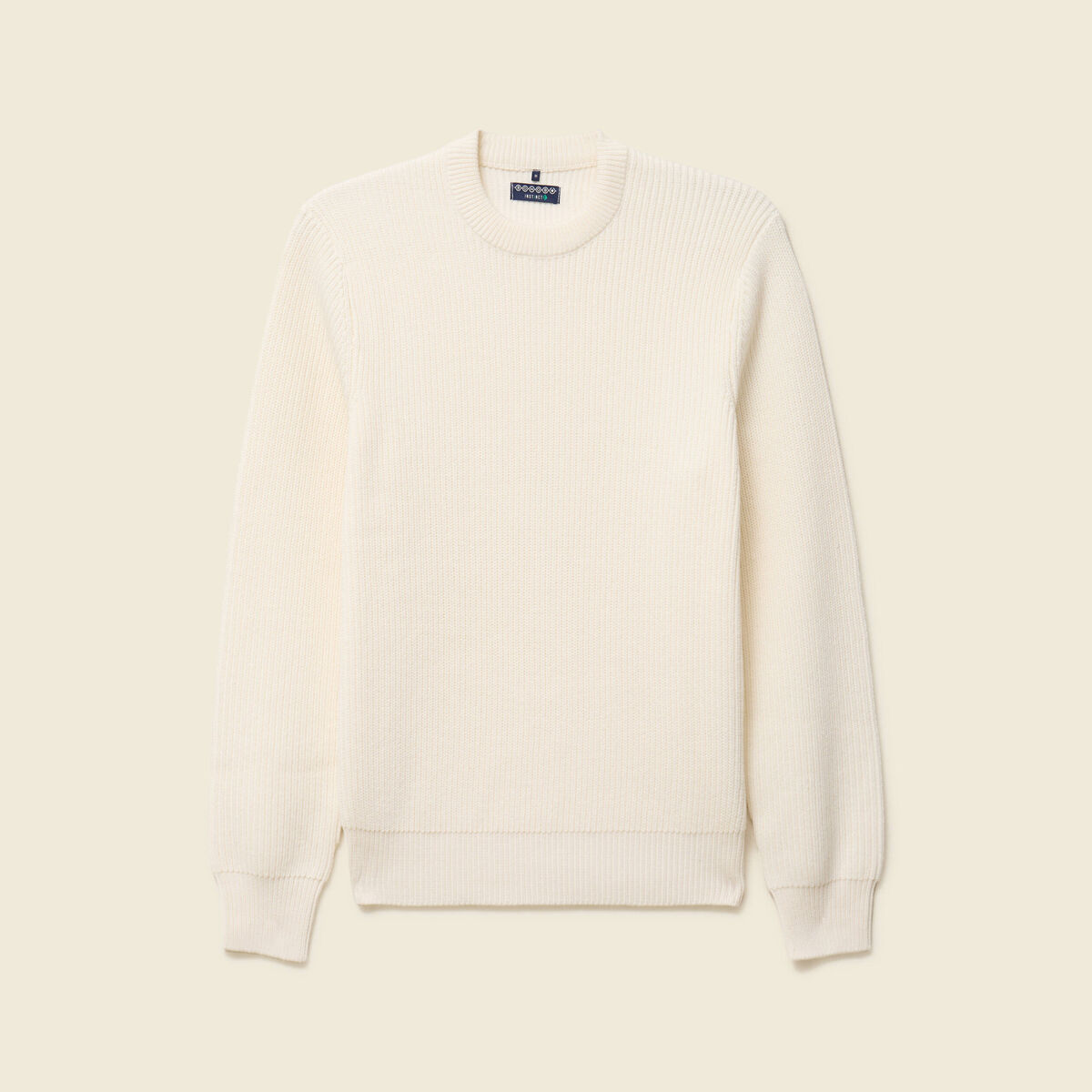 Pull fin manches longues col rond ecru homme