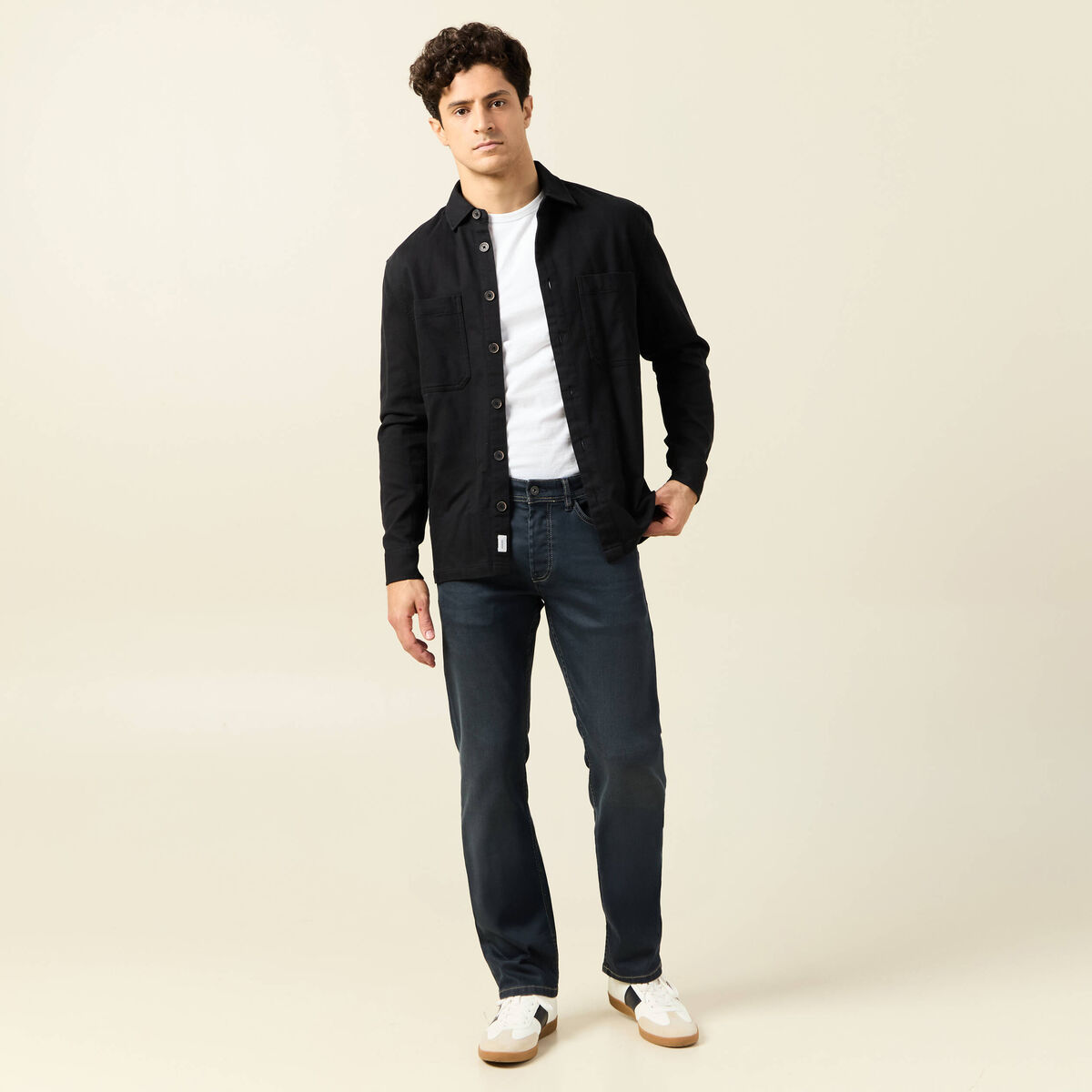 Jeans regular used denim gris homme