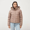 Doudoune &agrave; capuche taupe femme