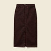 Jupe droite longue en coton marron cognac femme