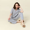 Pantalon large en maille ecru femme