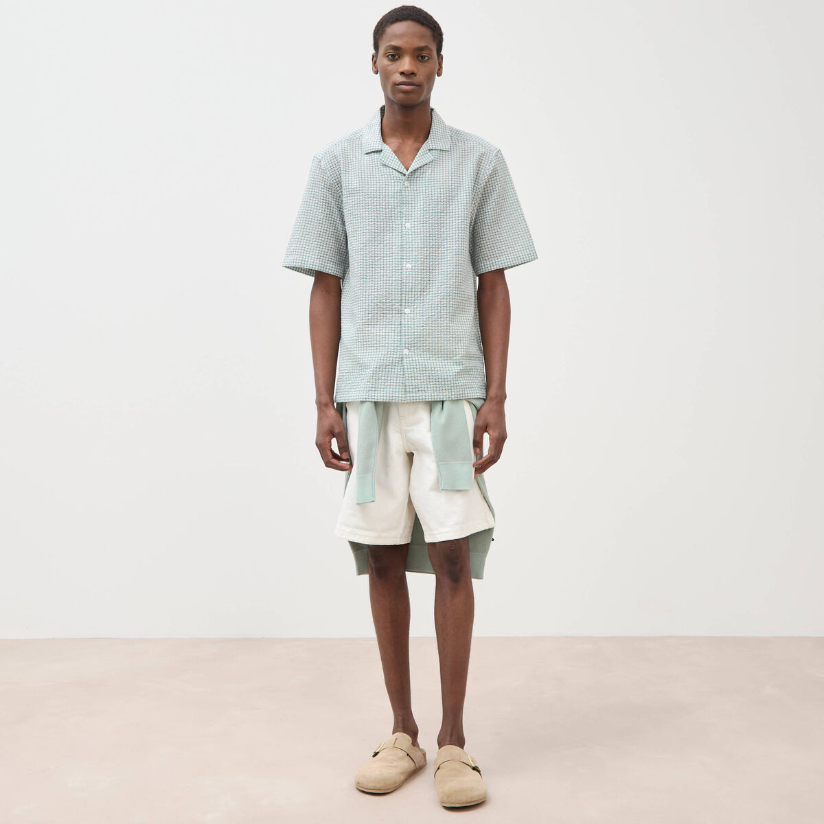 Chemise boyfriend manches courtes vert clair homme