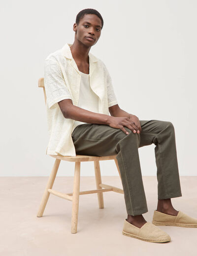 Chemise boyfriend en coton avec broderie ecru homme