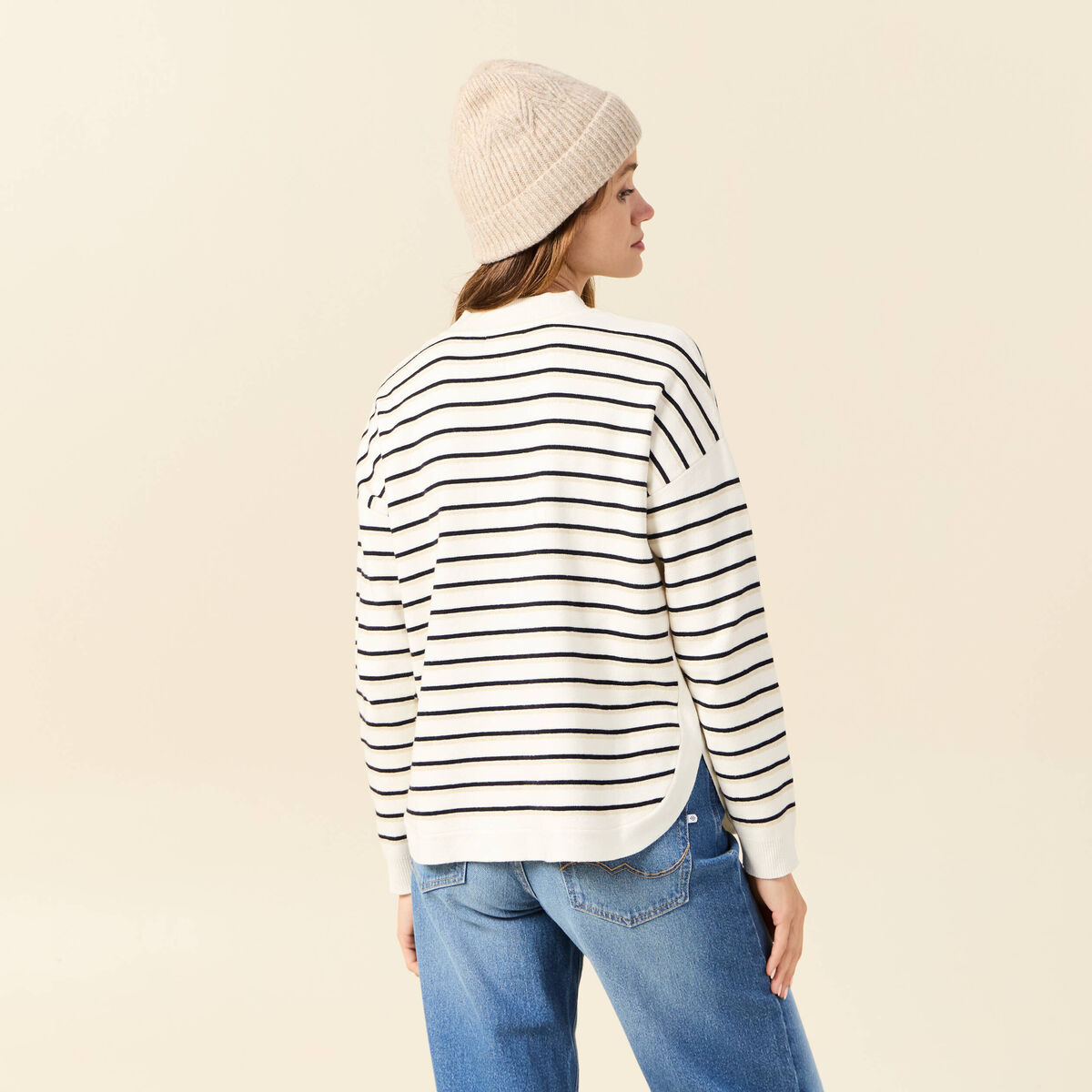 Pull manches longues bleu marine femme
