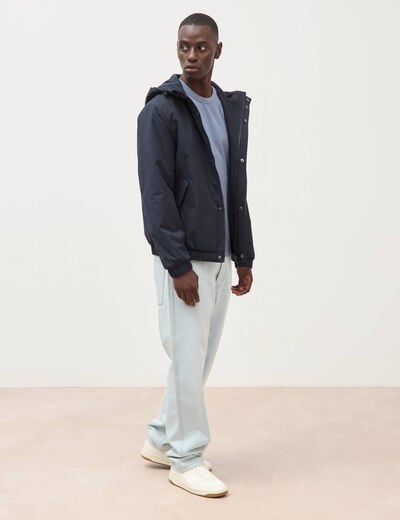 Parka coupe r&eacute;guli&egrave;re &agrave; capuche bleu marine homme