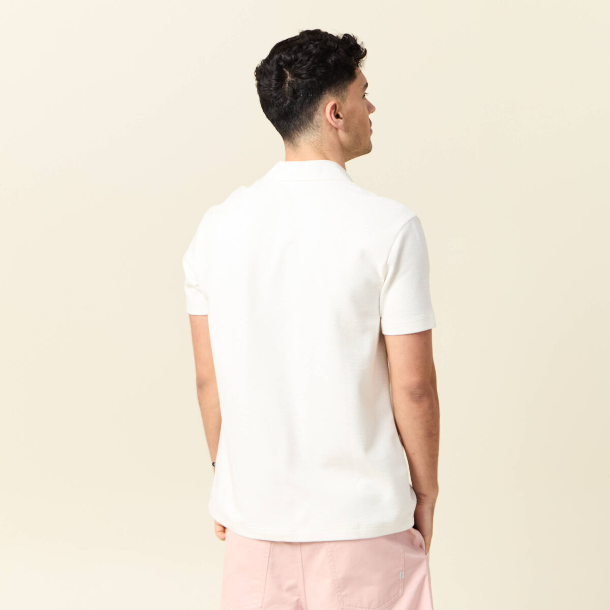 Polo manches courtes ecru homme