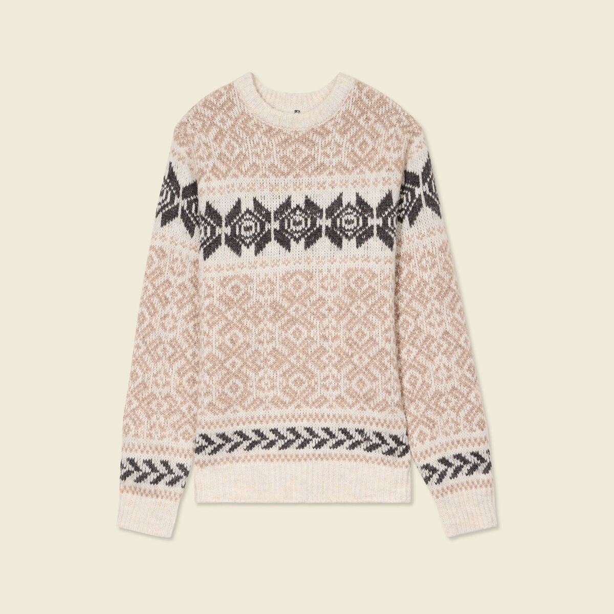 Pull manches longues beige homme