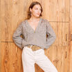 Gilet boutonné à sequins gris femme