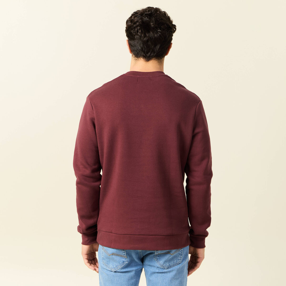 Sweat manches longues rouge fonc&eacute; homme
