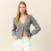 Gilet boutonné à sequins gris femme