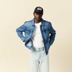 Veste droite en jean denim double stone homme