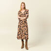 Robe midi évasée manches 3/4 noir femme