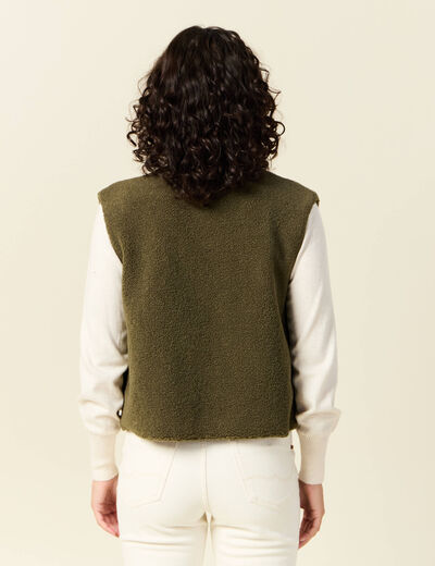 Gilet sans manches vert kaki femme