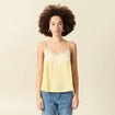 D&eacute;bardeur bretelles col v fluide jaune pastel femme