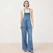 Salopette loose en jeans denim bleach femme