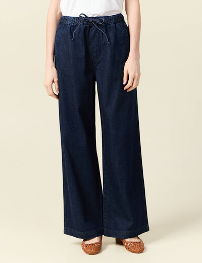Jeans jogging élastiqué denim brut rinse femme