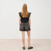 Short mom taille haute en jean denim gris femme