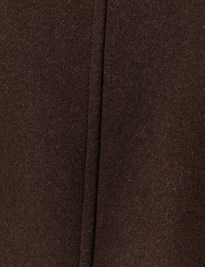 Manteau droit long col montant marron fonc&eacute; femme