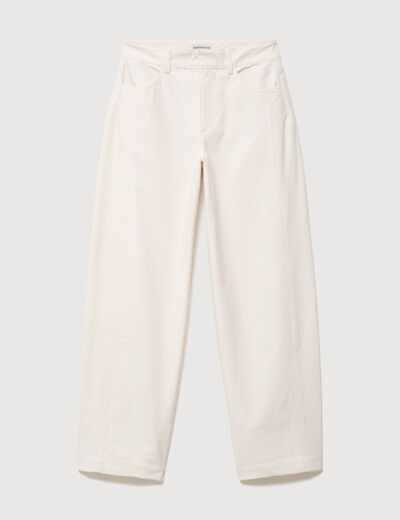 Pantalon coupe regular ecru femme