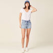 Short droit éco-responsable denim bleach femme