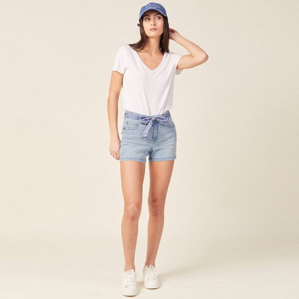 short droit eco responsable denim bleach femme Short droit éco-responsable denim bleach femme