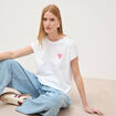 T-shirt droit col rond manches courtes blanc femme